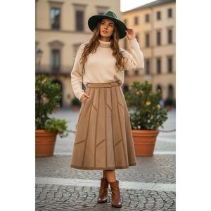 VTG WEST by JASON SILVERSTEIN Tan Suede Patchwork‎ Skirt